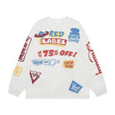 Full Print Color Graffiti Letters Printed Casual Long Sleeve T-Shirt