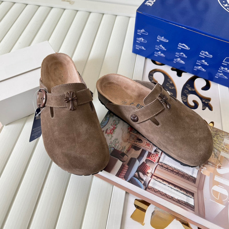 Super leather Bohken half-slip-on head-covering slip-on shoes