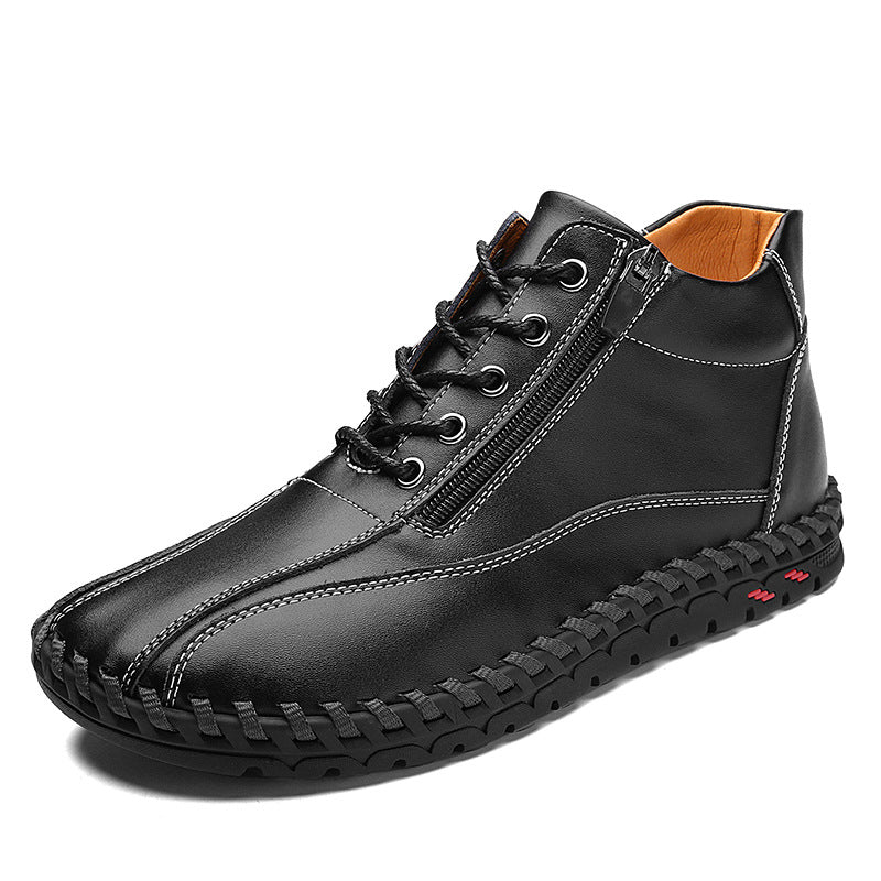 Autumn And Winter Mid-top Work Shoes Side Zipper Casual