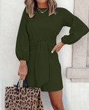 Vestido de otoño para mujer con cuello redondo y manga larga