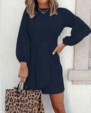 Vestido de otoño para mujer con cuello redondo y manga larga