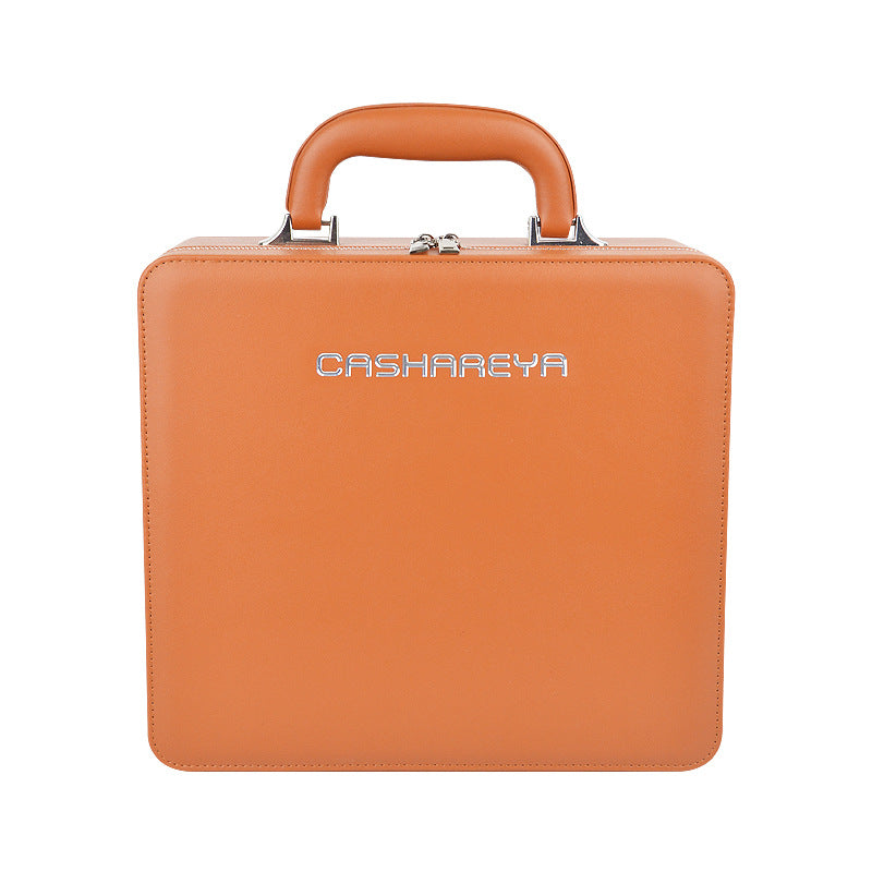 Large capacity makeup bag with mirror and lamp