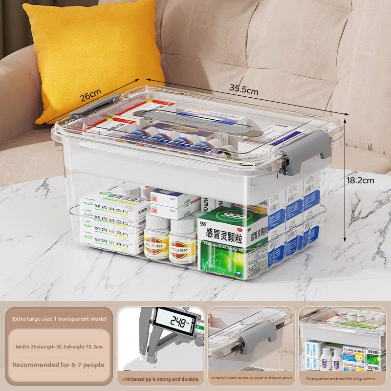 Portable Multi-Layer Transparent Medicine Storage Box