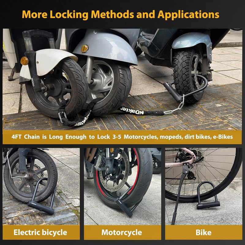 Heavy Duty Bicycle U Lock with Chain and Bracket