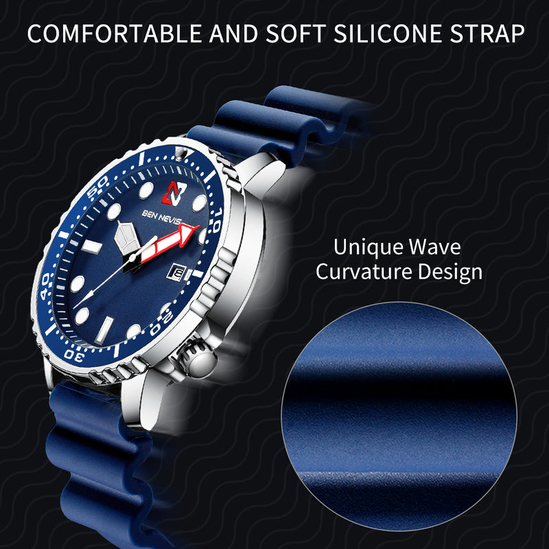 Luxury Brand Men Fashion Quartz Watches Male Silicone Strap Sport Waterproof Wristwatches Calendar Clock Relogio Masculino