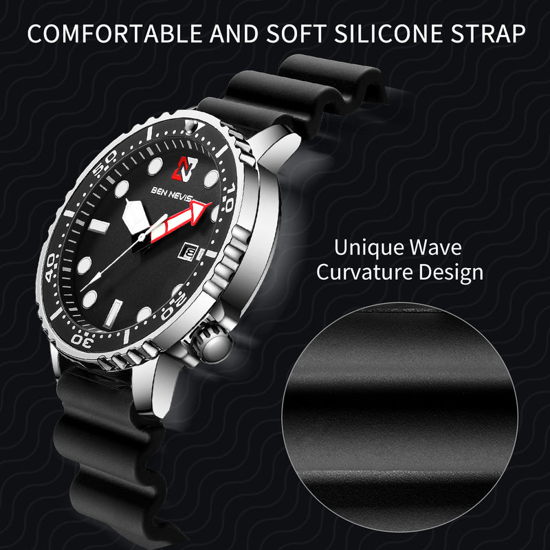 Luxury Brand Men Fashion Quartz Watches Male Silicone Strap Sport Waterproof Wristwatches Calendar Clock Relogio Masculino