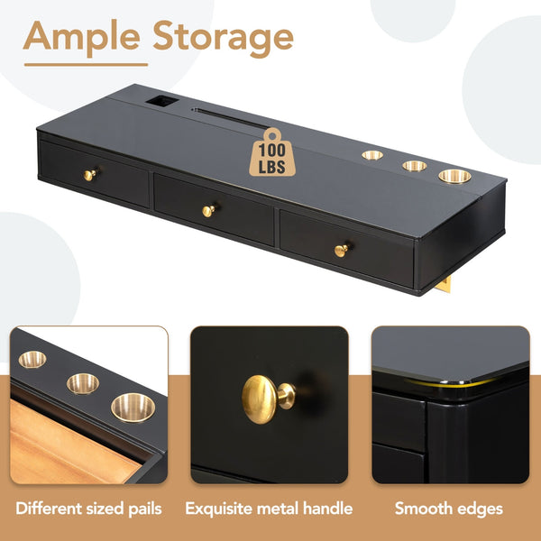 GO 47 Floating Shelf With Drawer - Wall-Mounted Vanity Table  Desk