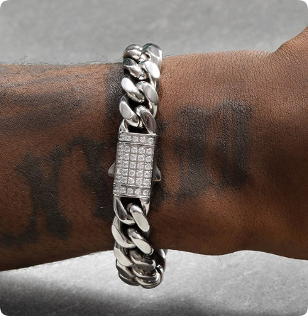 8mm Gold Titanium Steel Cuban Bracelet Men's Hip Hop