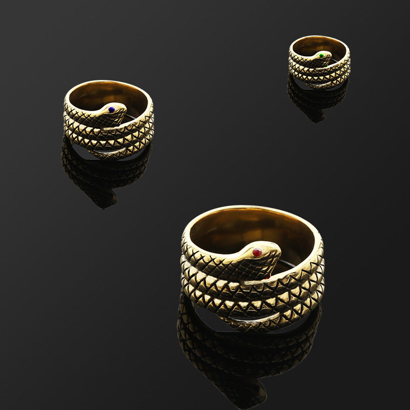 خاتم حدوة حصان من الفولاذ المقاوم للصدأ على شكل ثعبان للرجال