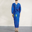 Japanese Printing Long Sleeve V-neck Dress