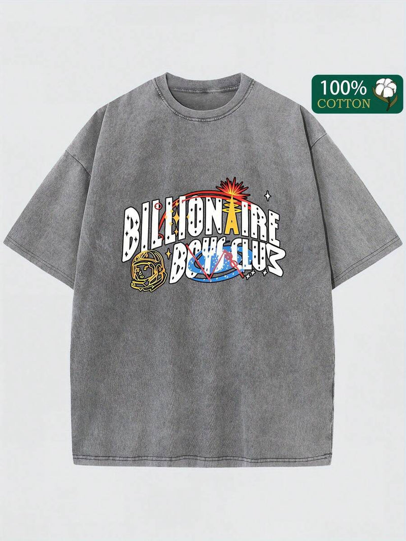 Retro Washed Cotton Short Sleeve Printed T-Shirt