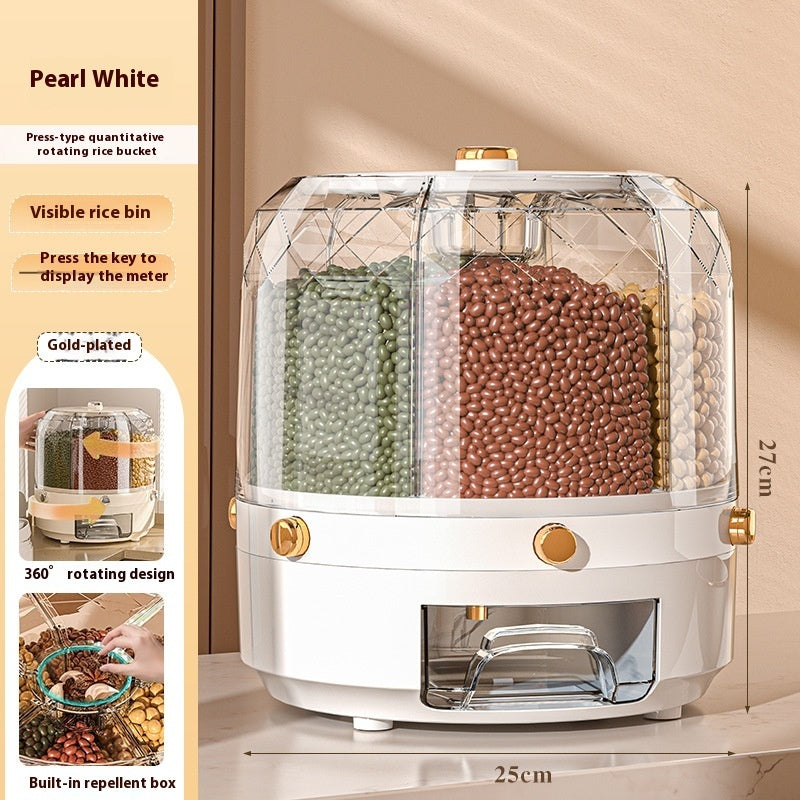 Wholesale Cereals Storage Box Rotatable Rice Bucket Insect-proof Moisture-proof Sealed Household Separated Rice Storage Box Rice Jar