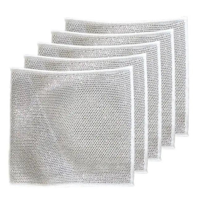 Kitchen Steel Wool Rag Multi-purpose Steel Wool Rag Reusable Steel Wool Dishcloth Set Oil-proof Quick Drying Lint Free for Pots - TrendTrove