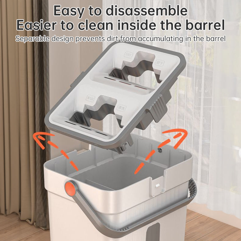 A 33cm Home Floor Cleaning Set: Hand Free Flat Mop & Bucket, 360° Rotating, Washable Microfiber, Lazy Cleaning Tool. - TrendTrove