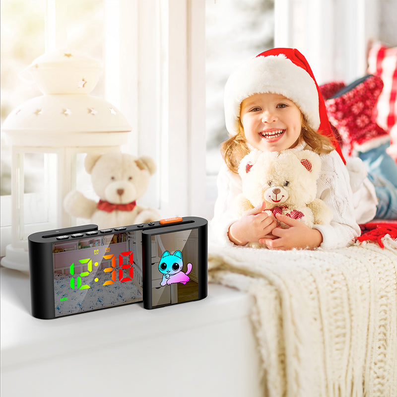 Creative S-shaped Dual-Screen RGB Colorful Alarm Clock, Adorable Cartoon Night Light Electronic Clock - TrendTrove
