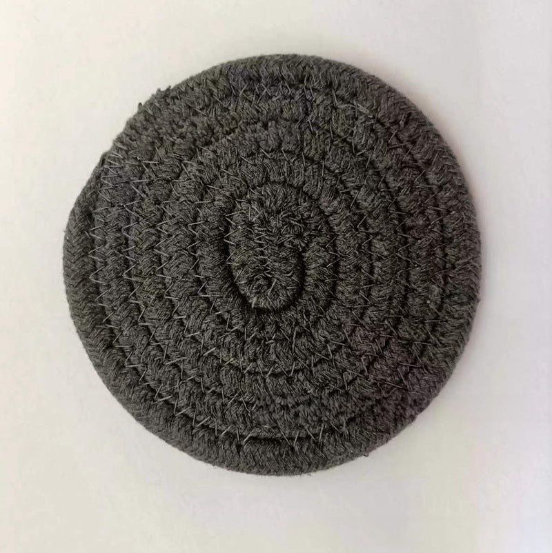 Cotton thread placemat hand woven insulation mat bowl mat cup mat thickened and simple cotton linen table mat - TrendTrove