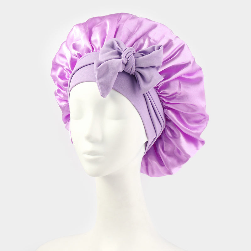 Wide-edge elastic band sleep cap