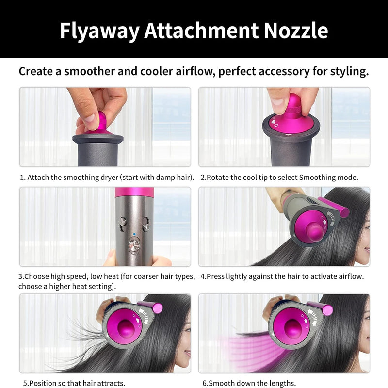 Anti-Flight Flyaway Attachment Nozzle for Dyson Airwrap Smoothing Dryer Accessories for Dyson HS05/01 Straightening Hair Nozzle - TrendTrove