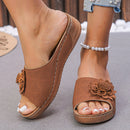 Flower Wedges Sandals Summer Fashion Retro Hollow Sandals Holiday Beach Shoes For Women