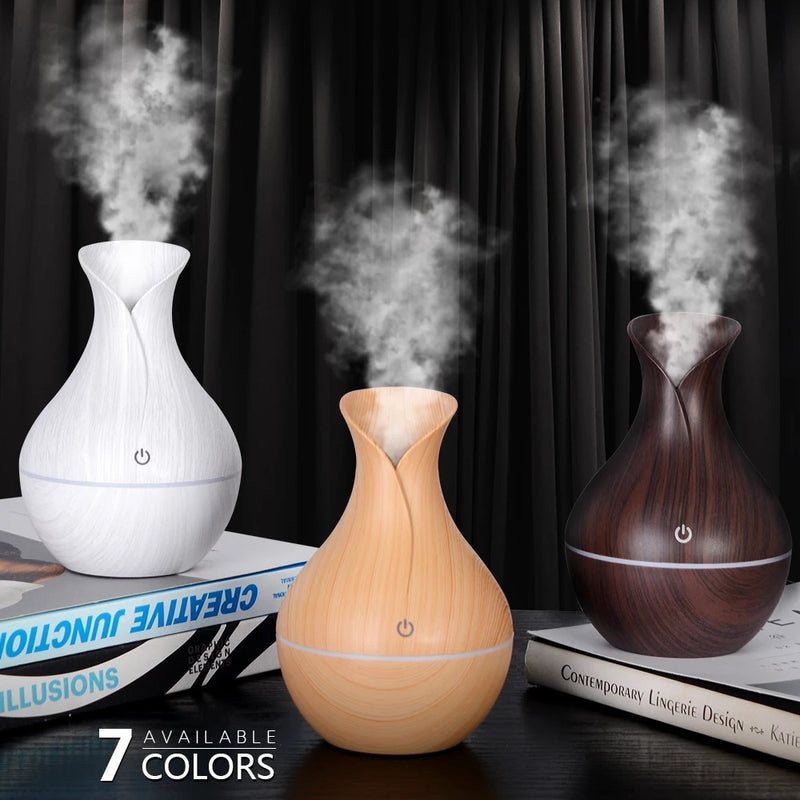 Wood Grain Ultrasonic Humidifier with Night Light