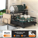 Kitchen Dish Rack with Drainage, Multilayer Storage for Dishes and Cups