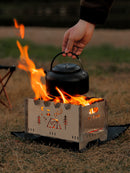Outdoor folding barbecue stove stainless steel card stove bonfire stove portable camping heating stove burning firewood stove - TrendTrove