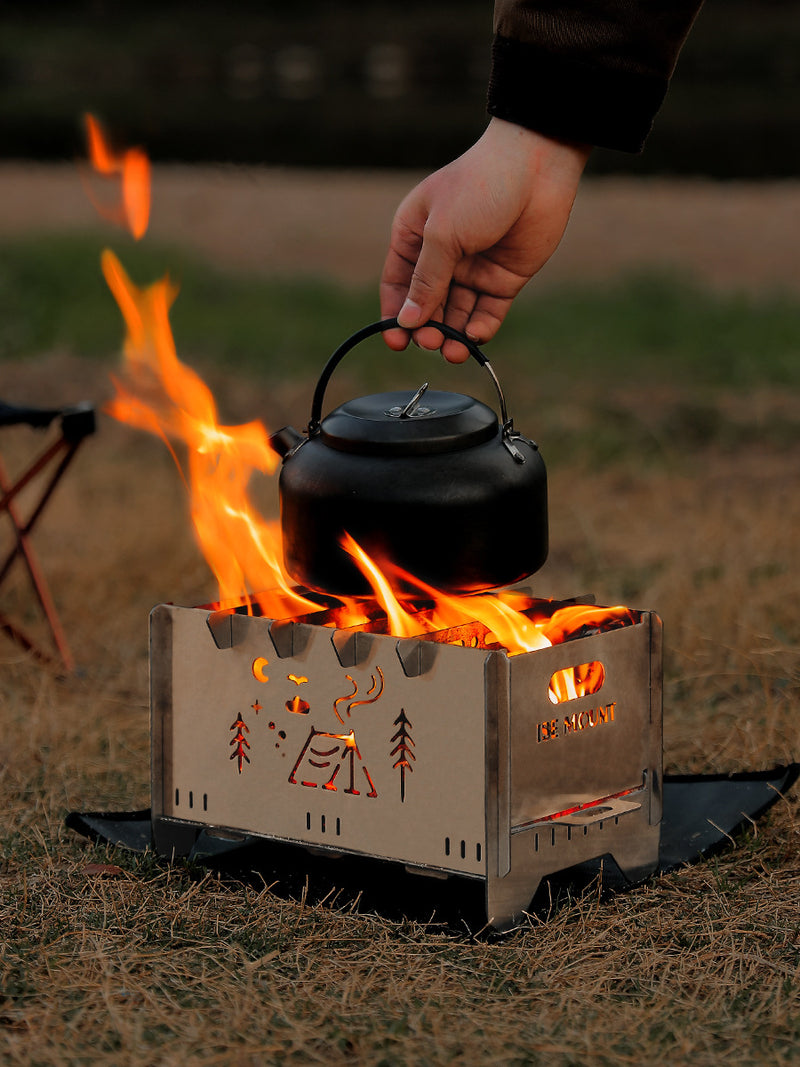 Outdoor folding barbecue stove stainless steel card stove bonfire stove portable camping heating stove burning firewood stove - TrendTrove