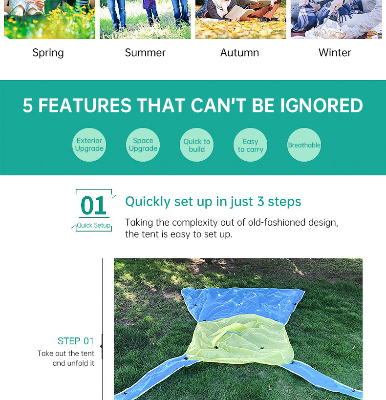 Pop Up Beach Tent Sun Shade Shelter Anti-UV Shelter Fully Automatic Folding Camping Tent - TrendTrove