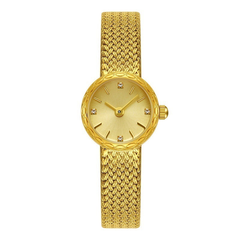 Simple Retro Copper Mesh Small Gold Watch Women's Internet Celebrity Explosive Exquisite Casual Light Luxury All-match Elegant