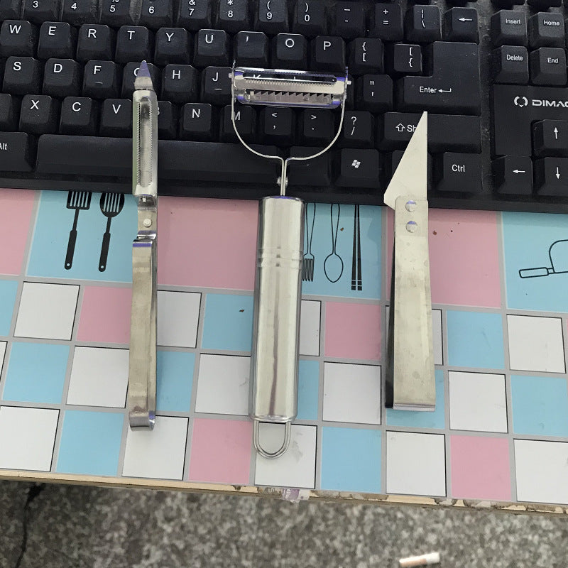 Three-piece set of peeling and scraping in paper card bags