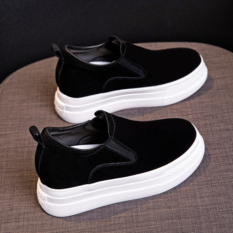 Genuine Leather Women's Loafers with Thick Sole