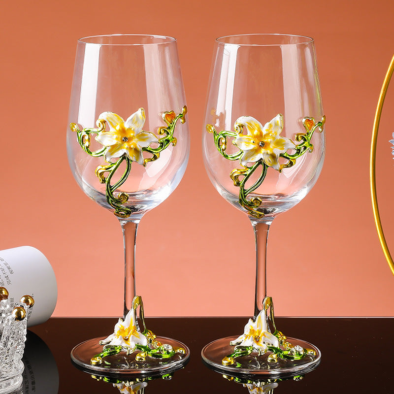 Enamel-colored red wine cup set