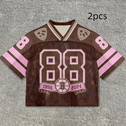 Men's Casual V-neck Short-sleeved Digital Printing Pullover