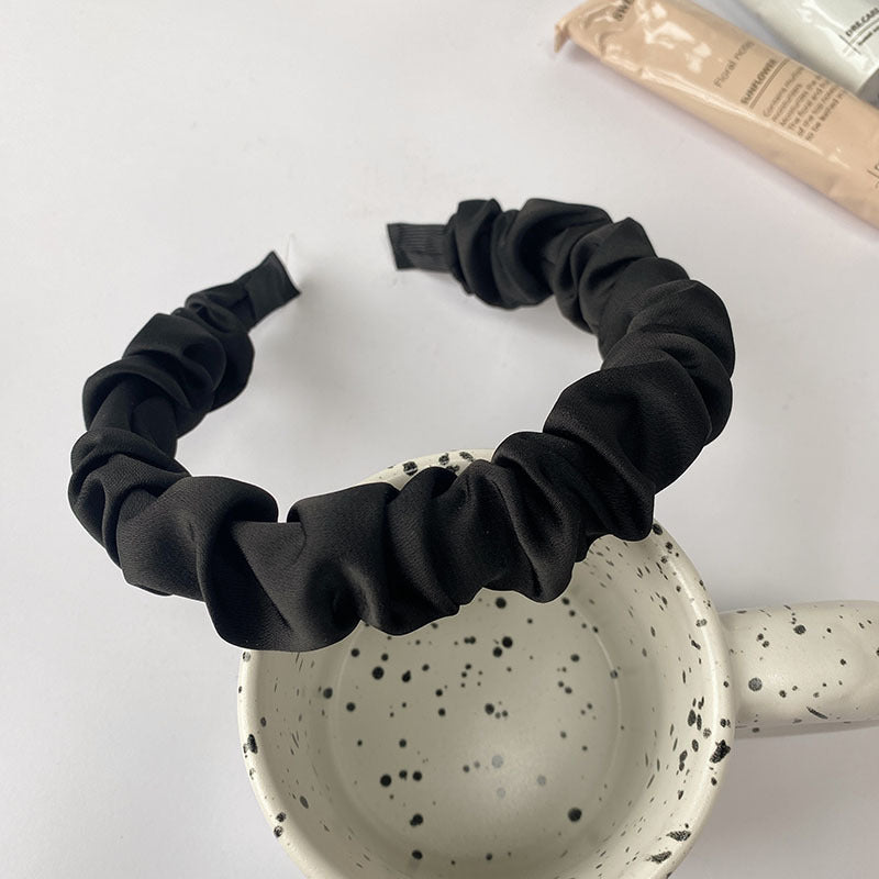 Black Large Intestine High-grade Satin Pleated Headband
