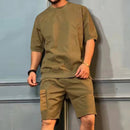 Men's Summer Casual Workwear Shorts and T-Shirt Set