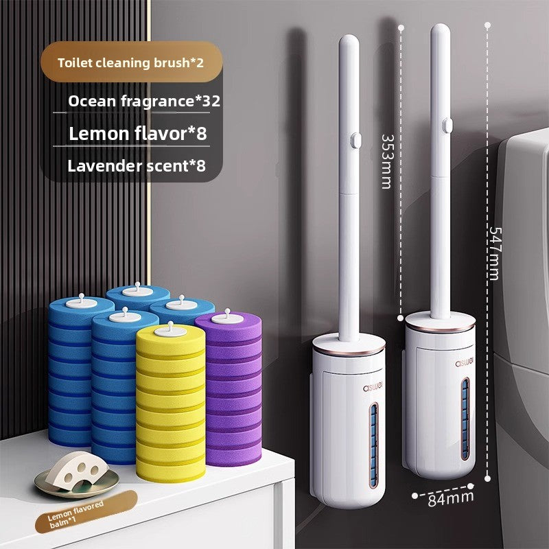Disposable Wall-mounted Toilet Brush with Replaceable Heads