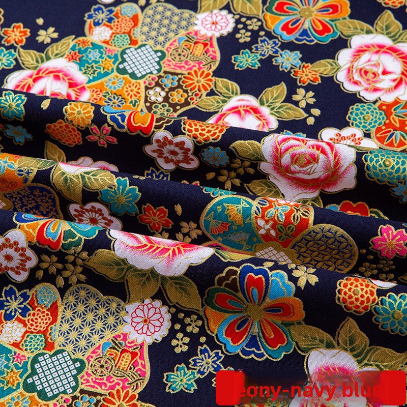 All-cotton Japanese-style gold-embossed fabric