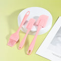 in stock food grade high temperature resistant detachable silicone scraper oil brush spatula baking cream cake spatula 3 piece set