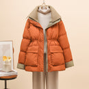 Women's Mid-Length Down Jacket with Waist Design