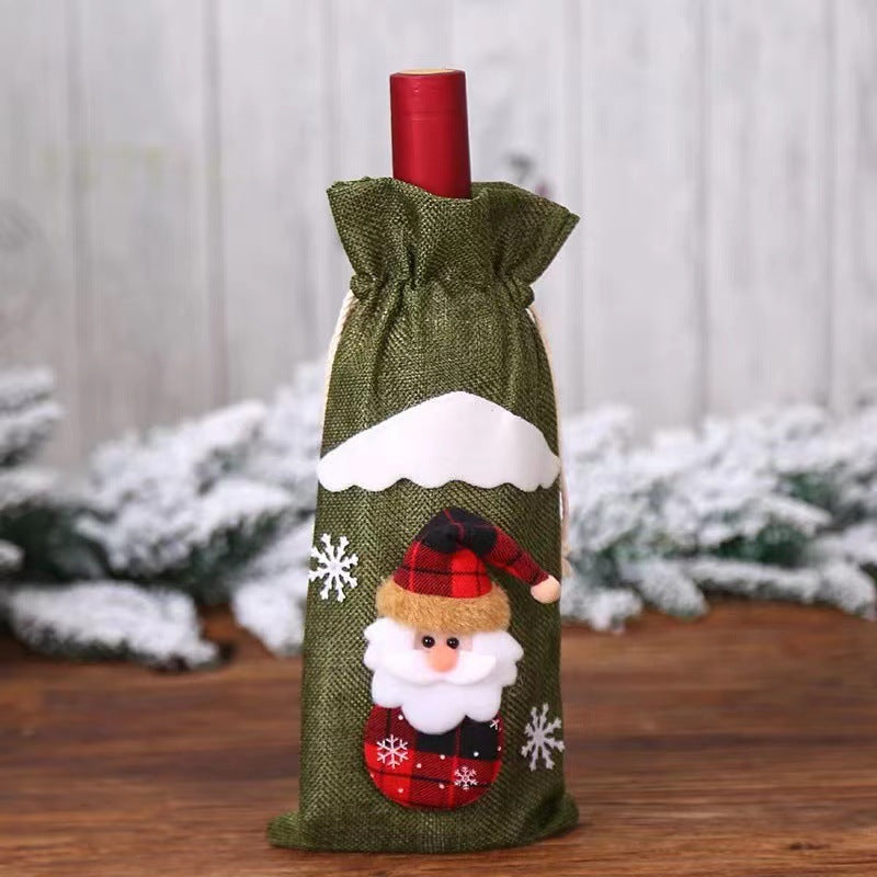Christmas Linen Wine Bottle Cover Decorative Doll