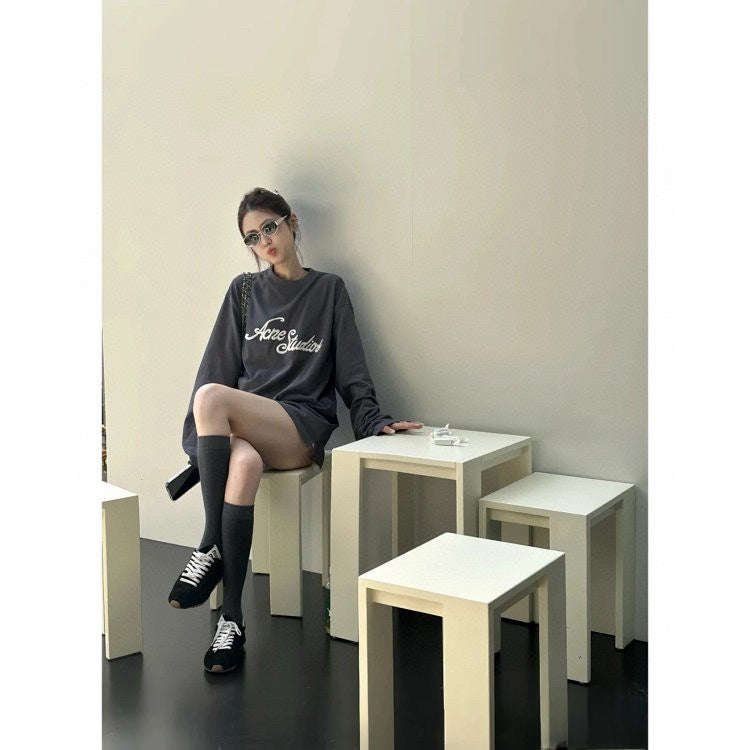 Embroidered Letter Cotton T-shirt