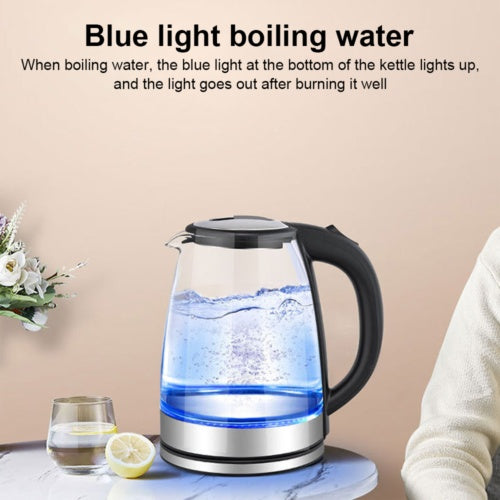 1.8L ELECTRIC KETTLE GLASS 360 BLUE LED ILLUMINATED JUG AUTO SHUT OFF PROTECTION