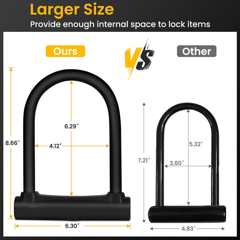 Heavy Duty Bicycle U Lock with Chain and Bracket