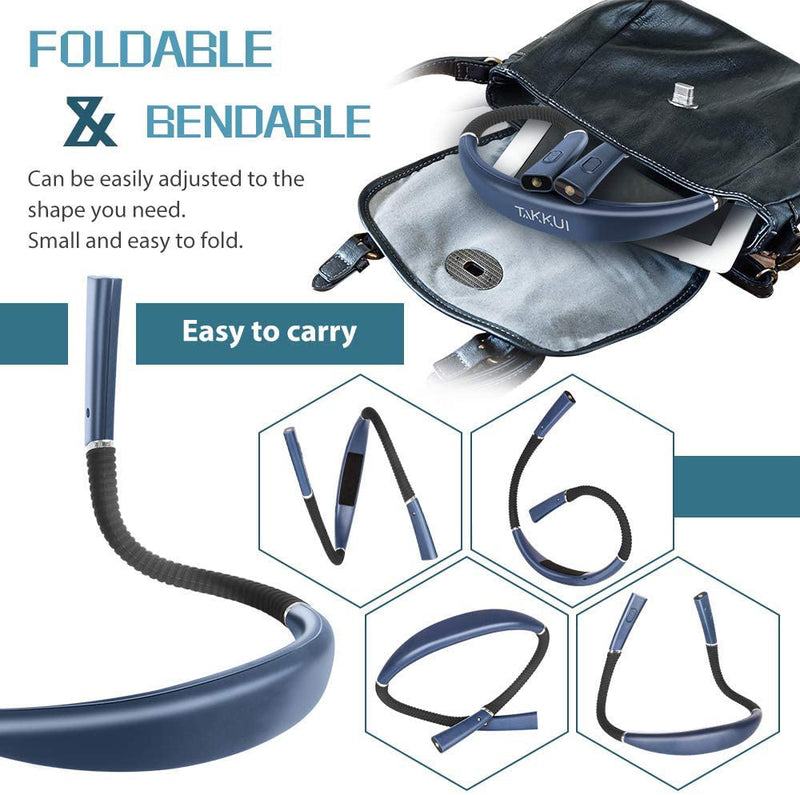 Night reading LED lighting book light USB charging tri color folding double head neck hanging reading light - TrendTrove