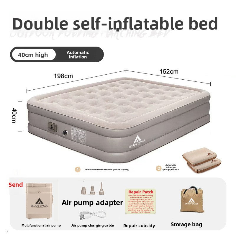 Inflatable mattress for outdoor camping folding bed