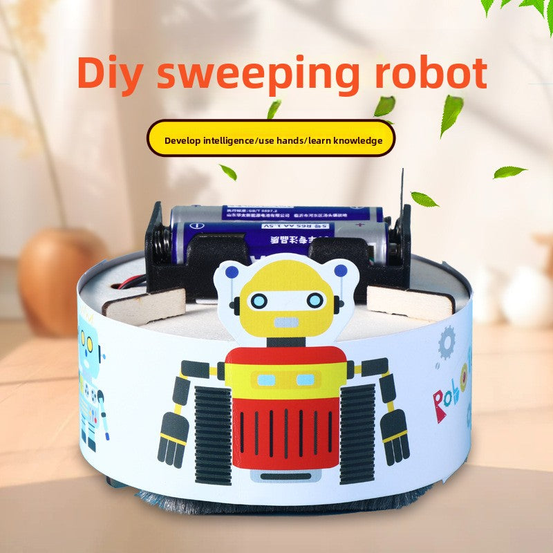 A small handmade robot vacuum cleaner made by technology