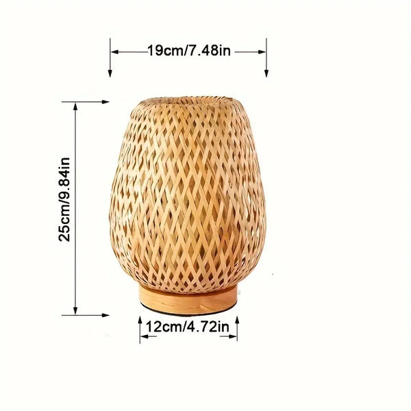 Retro Japanese Style Lamp Bamboo Woven Desk Lamp Handmade Rattan LED Desk Lamp Wooden House Decoration Light - TrendTrove