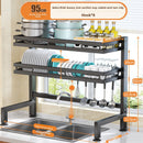 Kitchen Sink Dish Drying Rack with Adjustable Layers