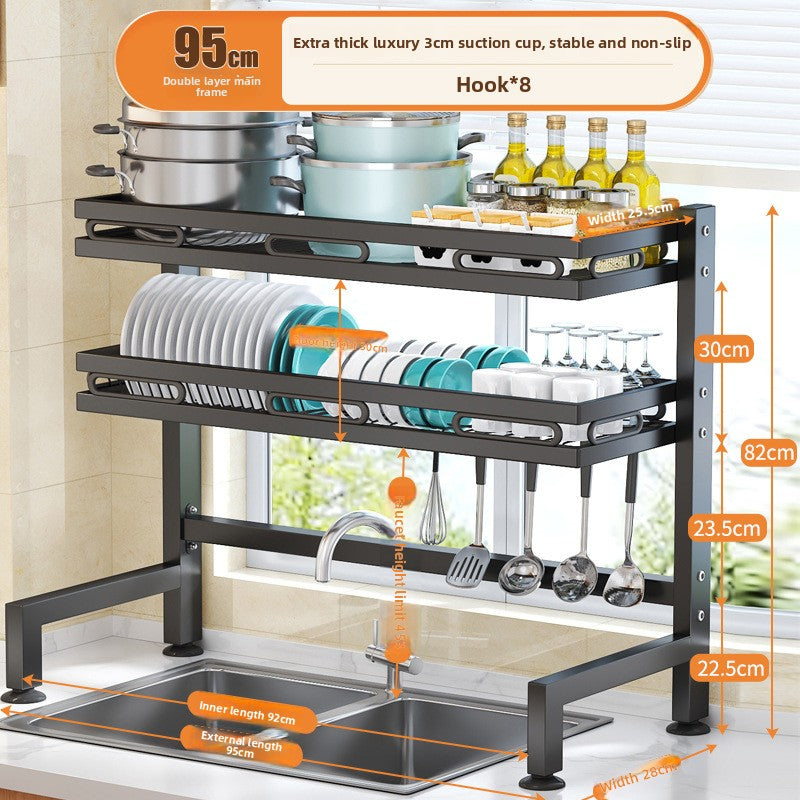 Kitchen Sink Dish Drying Rack with Adjustable Layers