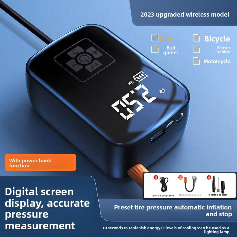 Portable Digital Car Tire Inflator with Power Bank Function